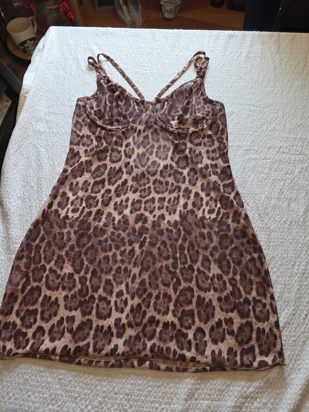 Brown & Tan Leopard-Print Slip Dress Xl